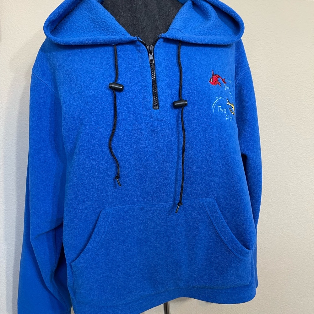 One fish Two fish Dr Seuss Blue Fleece Hoodie Sweater women’s large